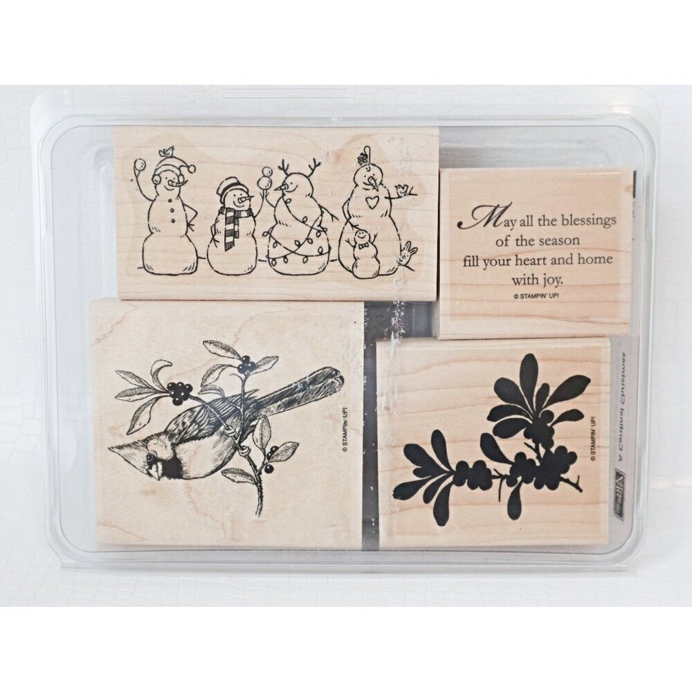 4 Vintage Rubber Stamps Stampin Up Cardinal Snowman
